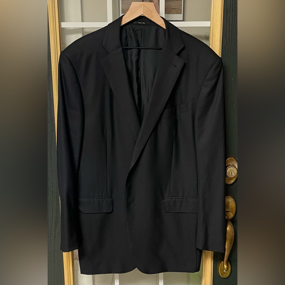 ermenegildo zegna CURRENT Black Striped 15 MilMil 15 Suit Blazer 58 EU 46 US
